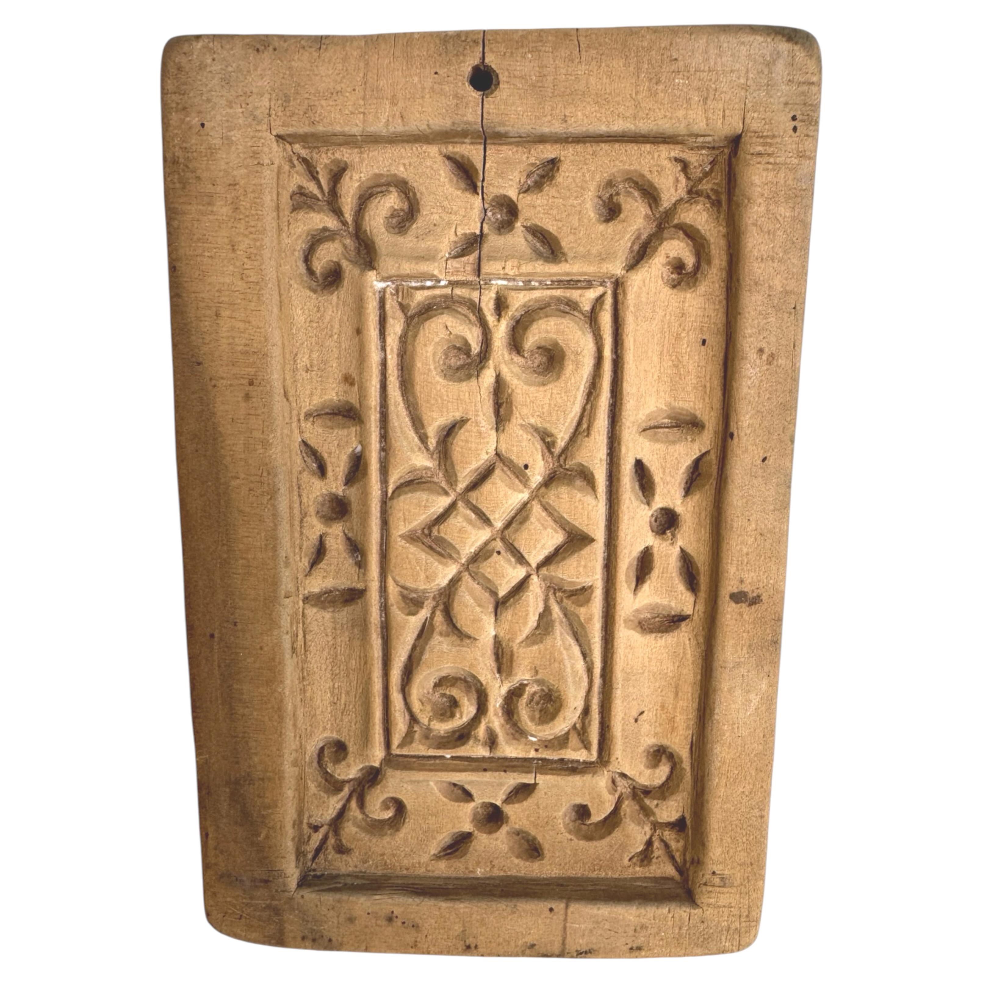 Antique Wooden Springerle Mold Hand-Carved, German Folk Art, 1870s