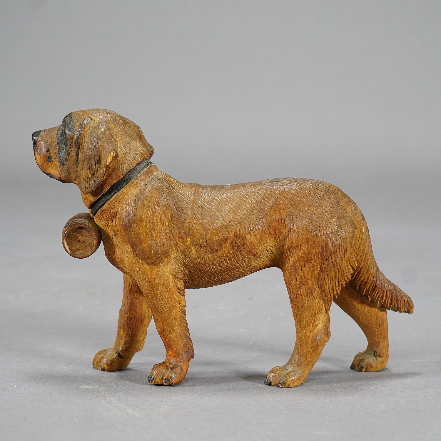Swiss Antique wooden St. Bernhard dog carving, Brienz, ca. 1930