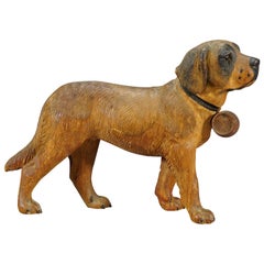 Antique wooden St. Bernhard dog carving, Brienz, ca. 1930