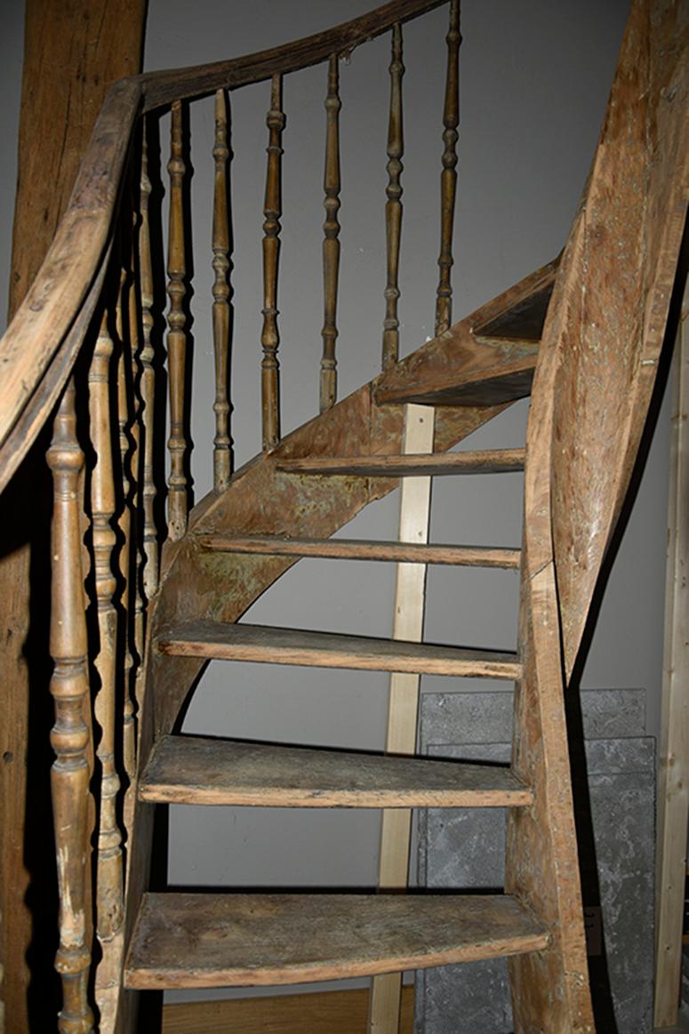 Antique Wooden Staircase, 19th Century In Good Condition In Udenhout, NL
