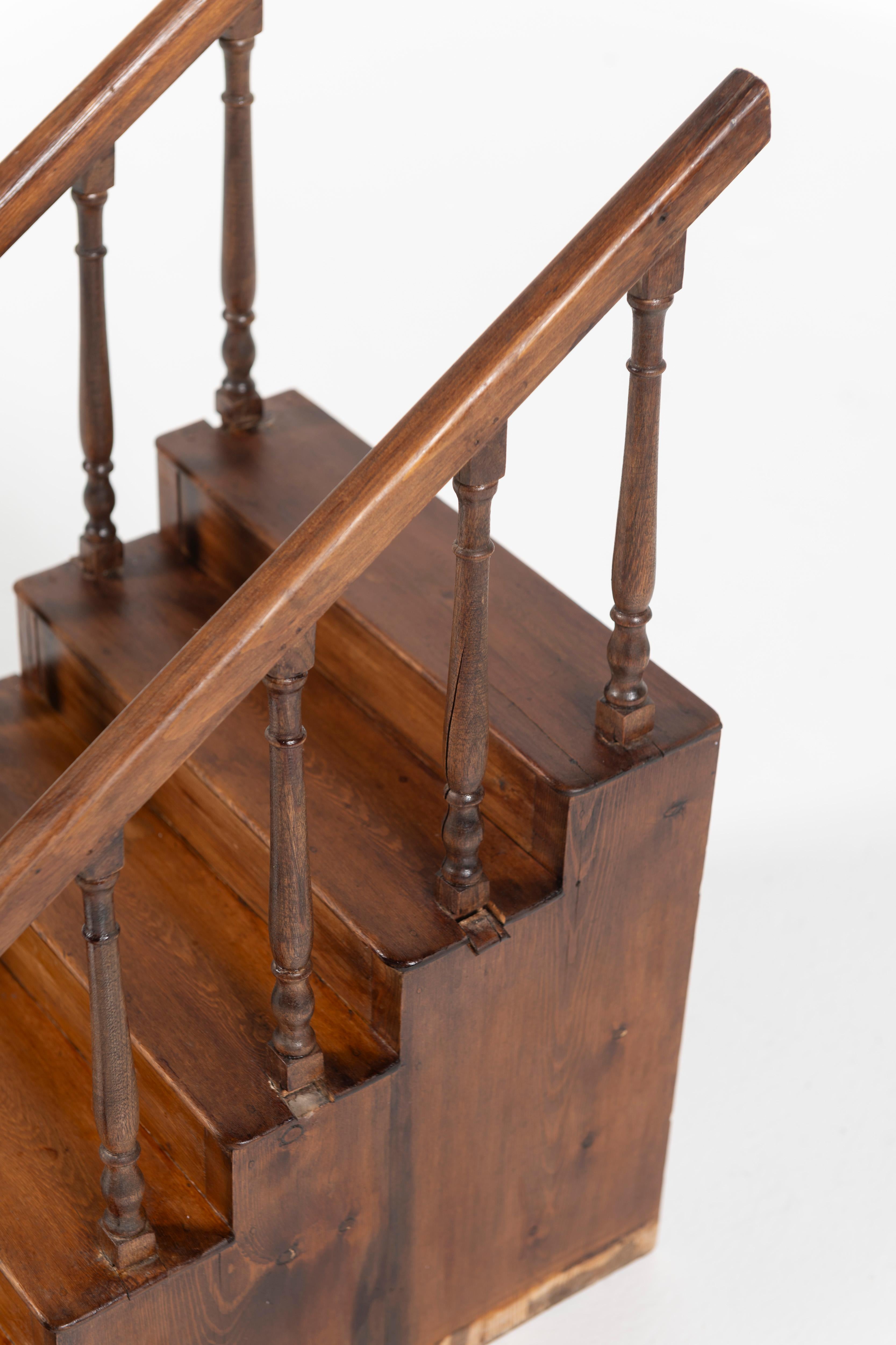 British Antique Wooden Staircase Model, England, 1920s