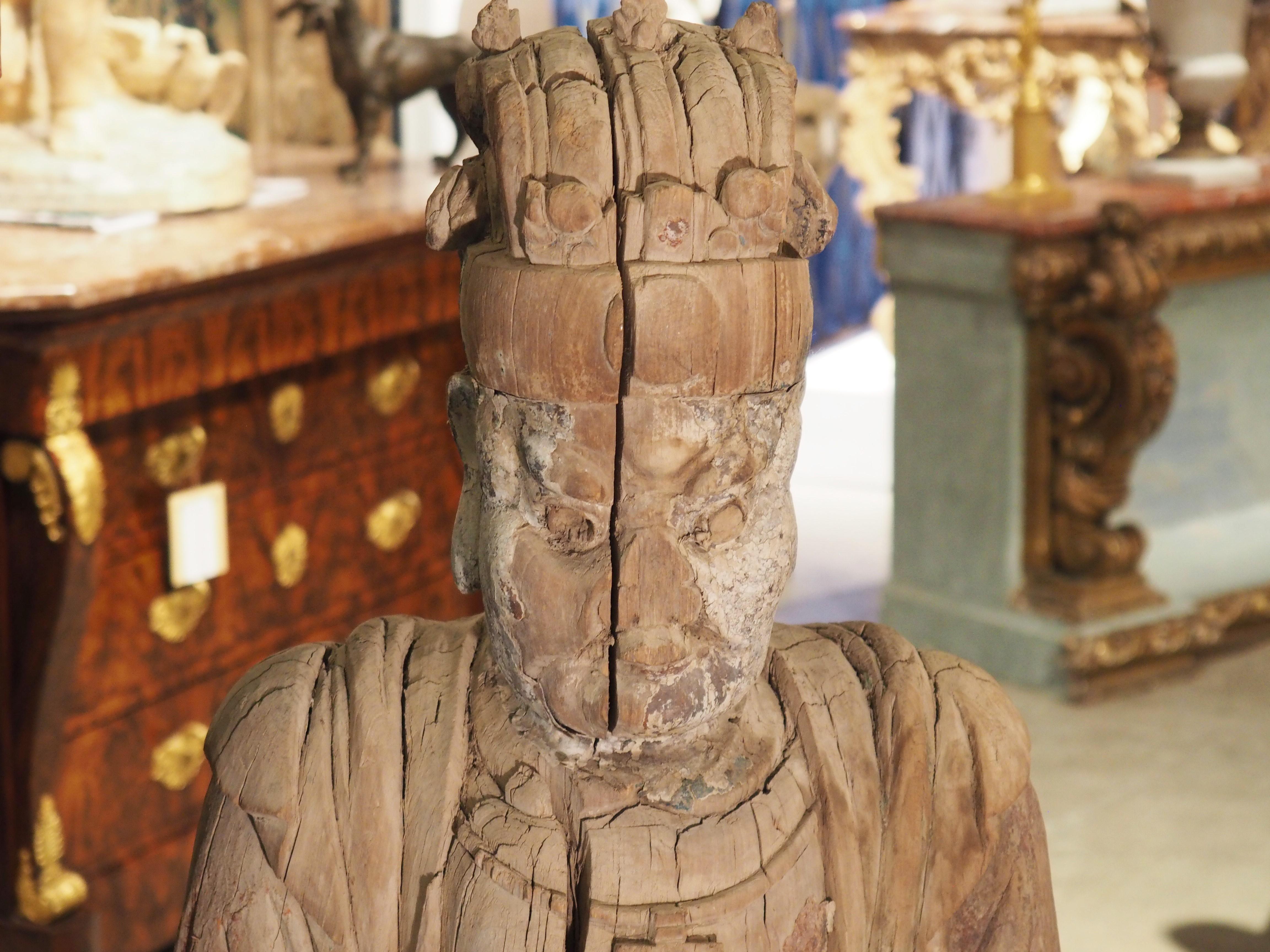 Antique Wooden Statue of Wenchang Wang, God of Literature and Culture For Sale 6