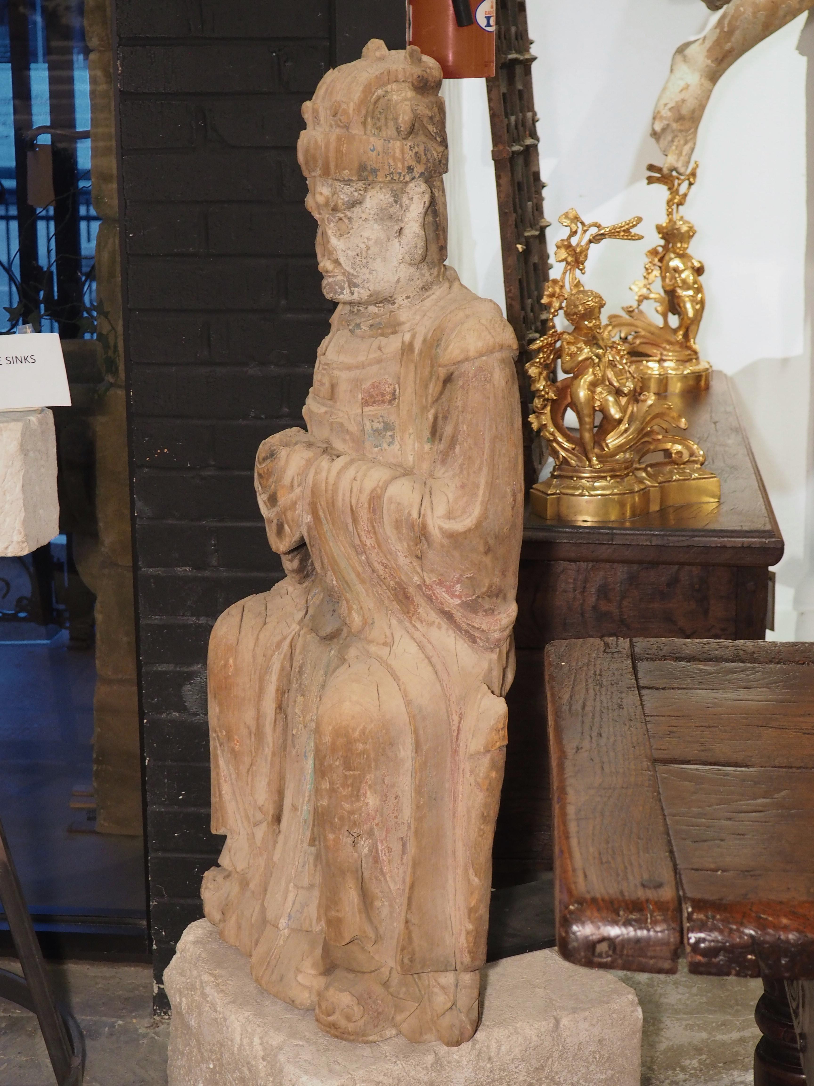 Antique Wooden Statue of Wenchang Wang, God of Literature and Culture For Sale 7