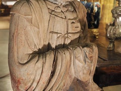 Antique Wooden Statue of Wenchang Wang, God of Literature and Culture