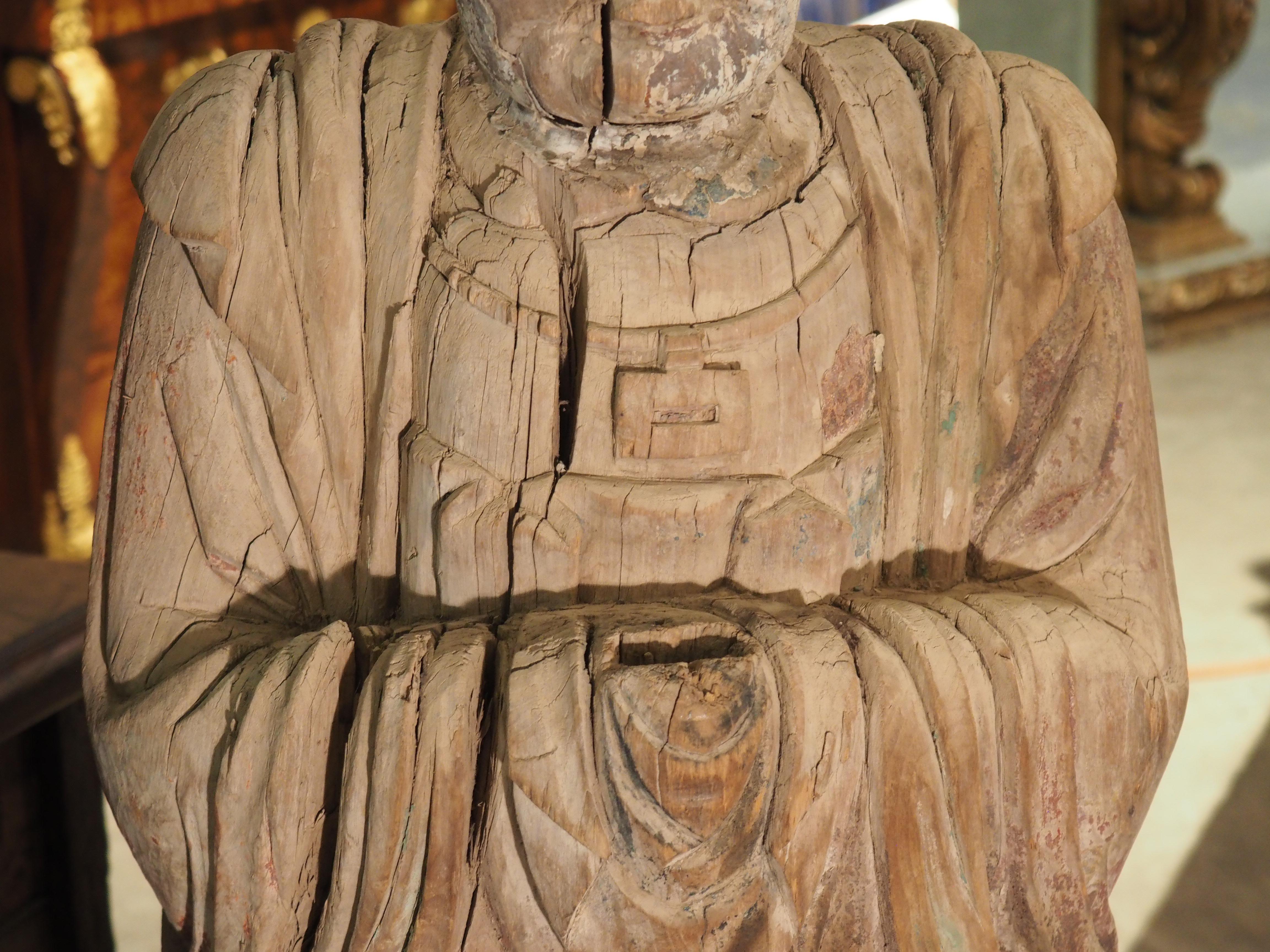 Estatua antigua de madera de Wenchang Wang, Dios de la Literatura y la Cultura en venta 1