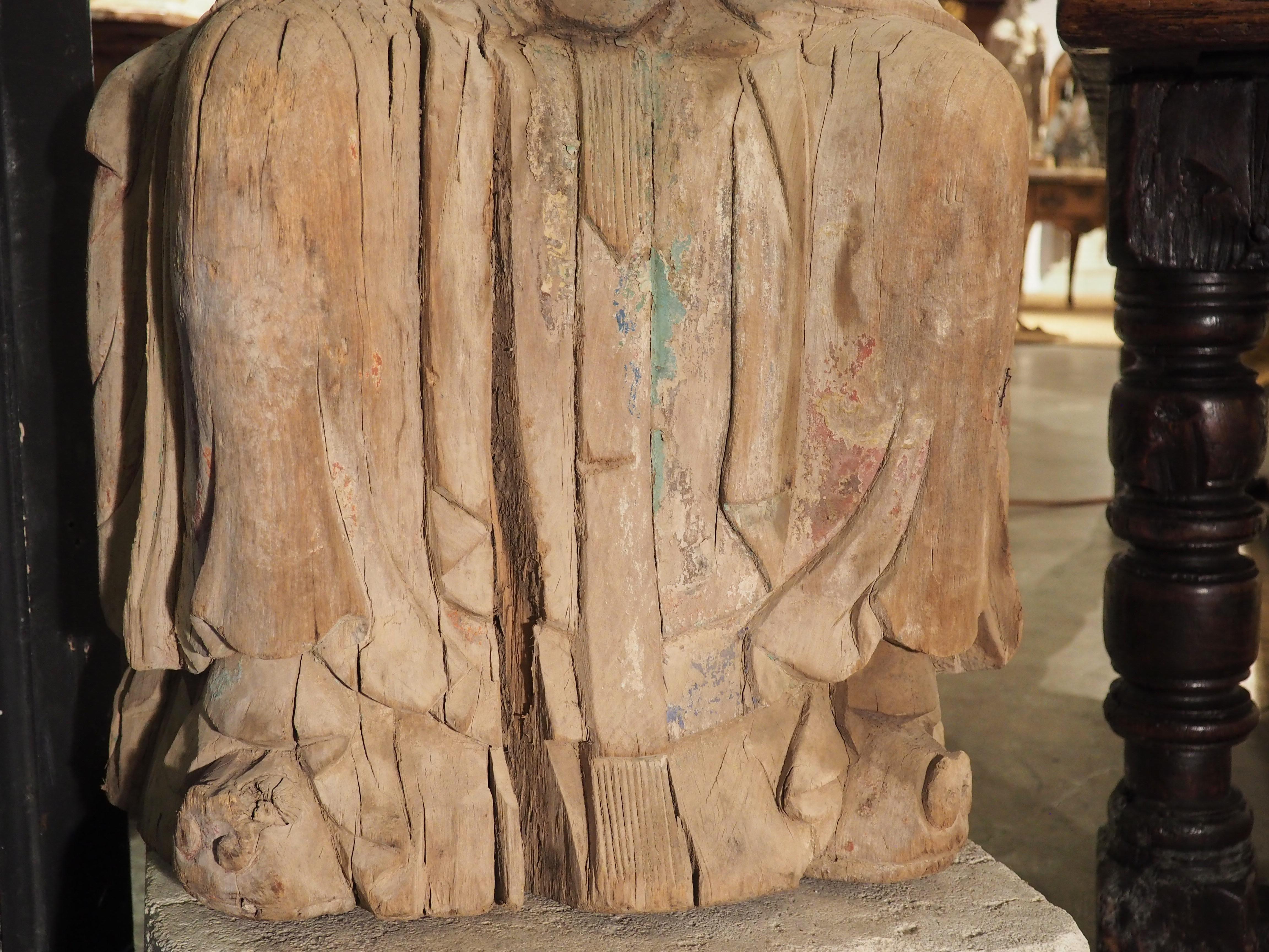 Antique Wooden Statue of Wenchang Wang, God of Literature and Culture For Sale 2