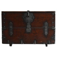 Antique Wooden Storage Box from Joseon Dynasty / 19th Century / Korean Chest 