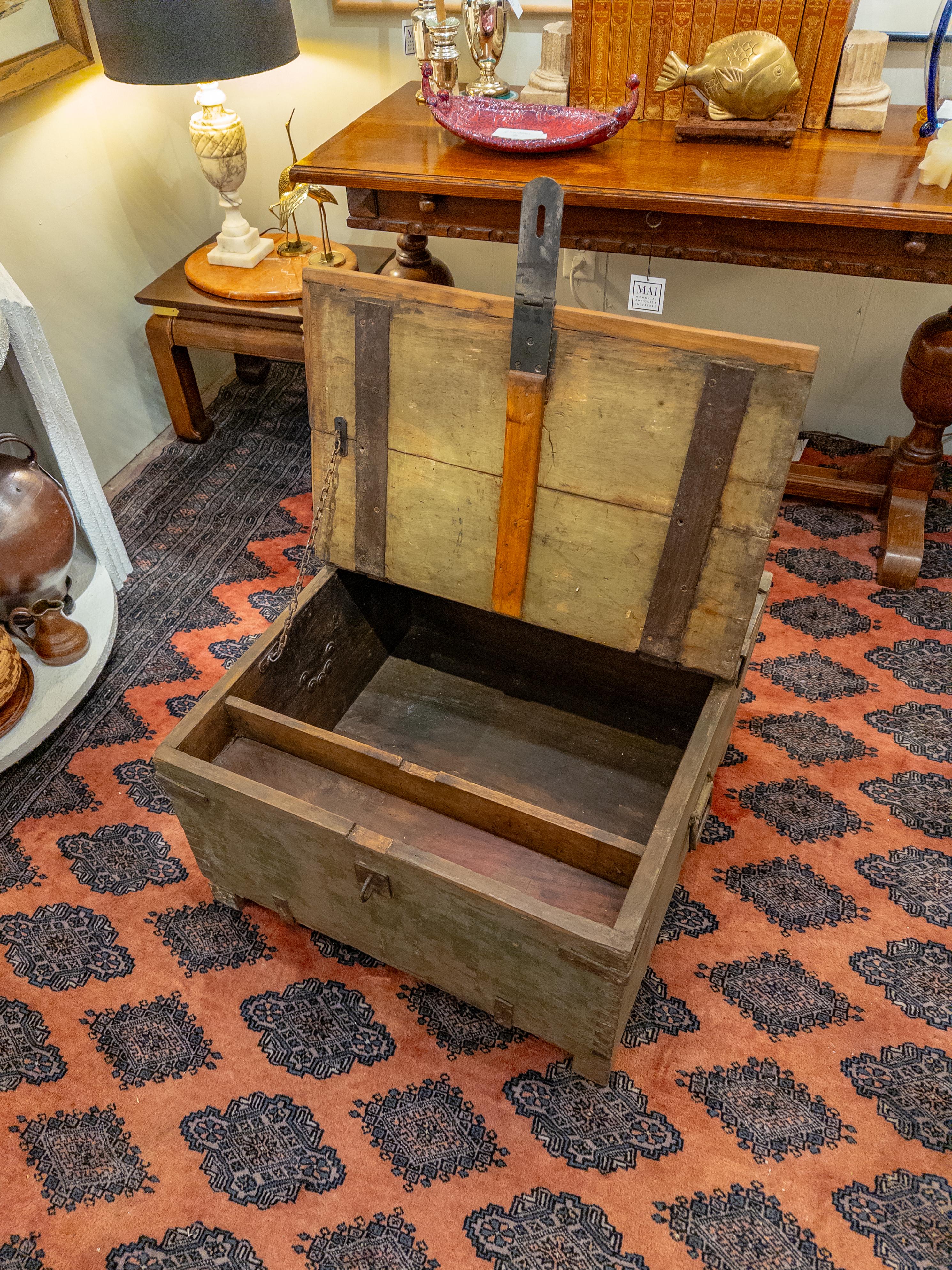 Antique Wooden Storage Trunk For Sale 5