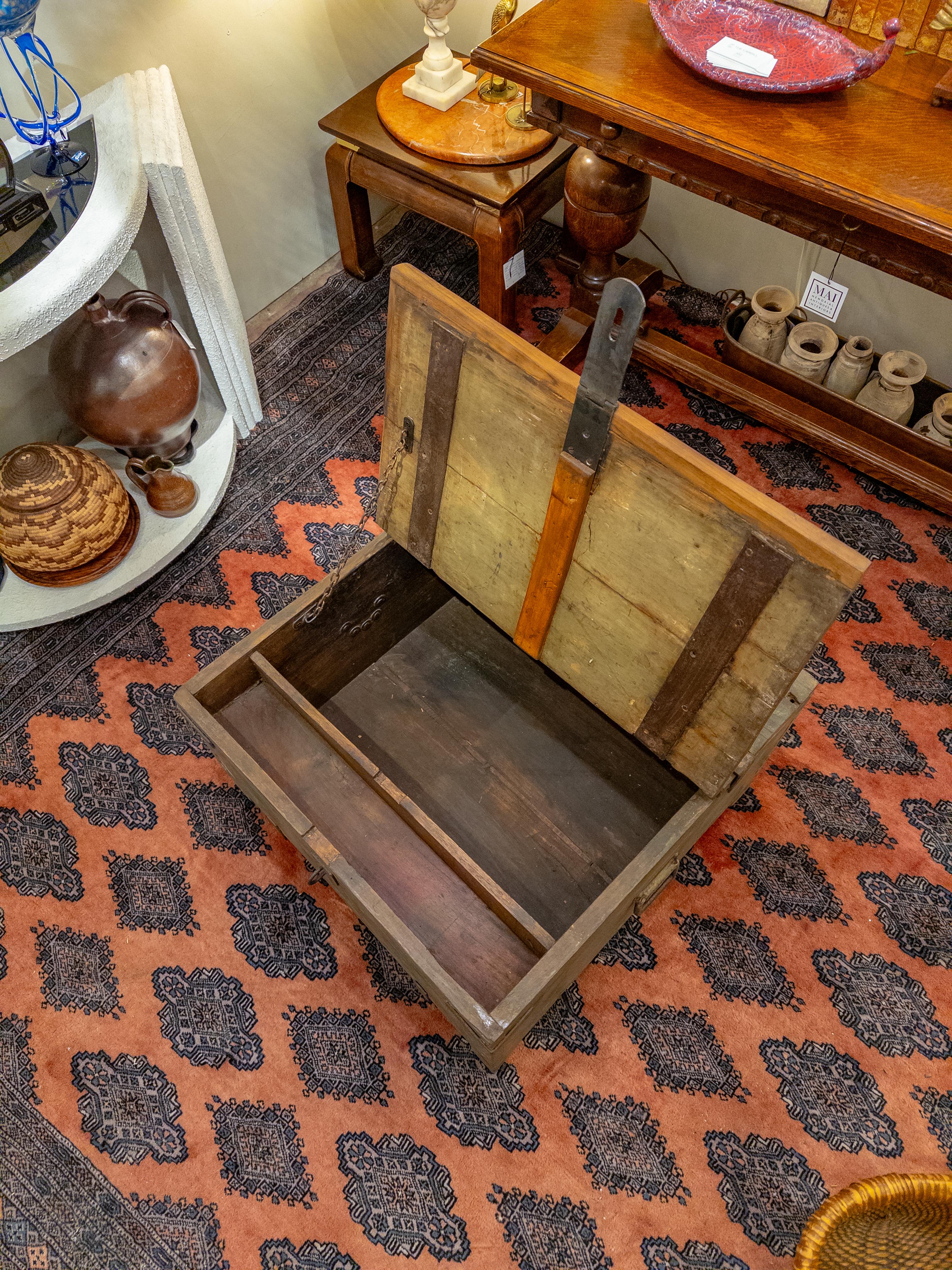 Antique Wooden Storage Trunk For Sale 6