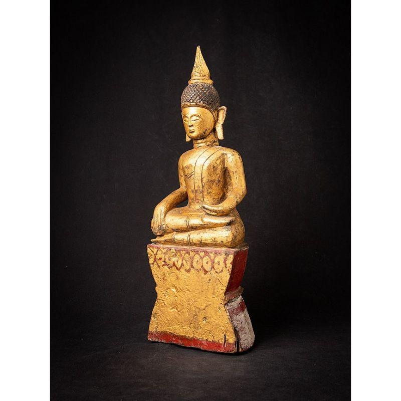 Material: wood
49,5 cm high 
17,5 cm wide and 11,2 cm deep
Weight: 1.855 kgs
Gilded with 24 krt. gold
Bhumisparsha mudra
Originating from Laos
19th century
A beautiful piece !

