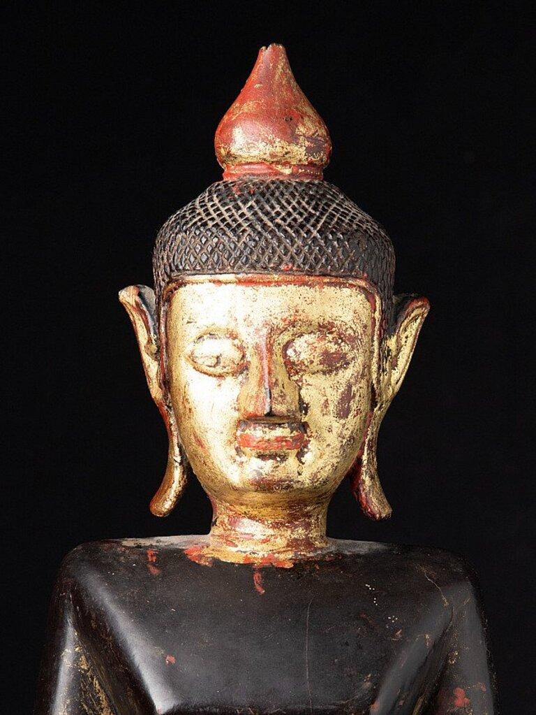 Antique Wooden Tai Lue Buddha Statue from Laos For Sale 5