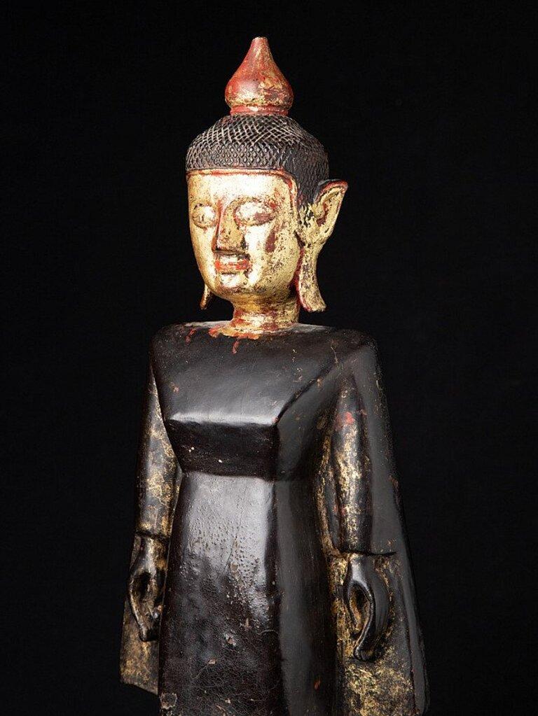 Antique Wooden Tai Lue Buddha Statue from Laos For Sale 6
