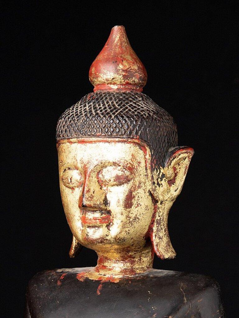 Antique Wooden Tai Lue Buddha Statue from Laos For Sale 7