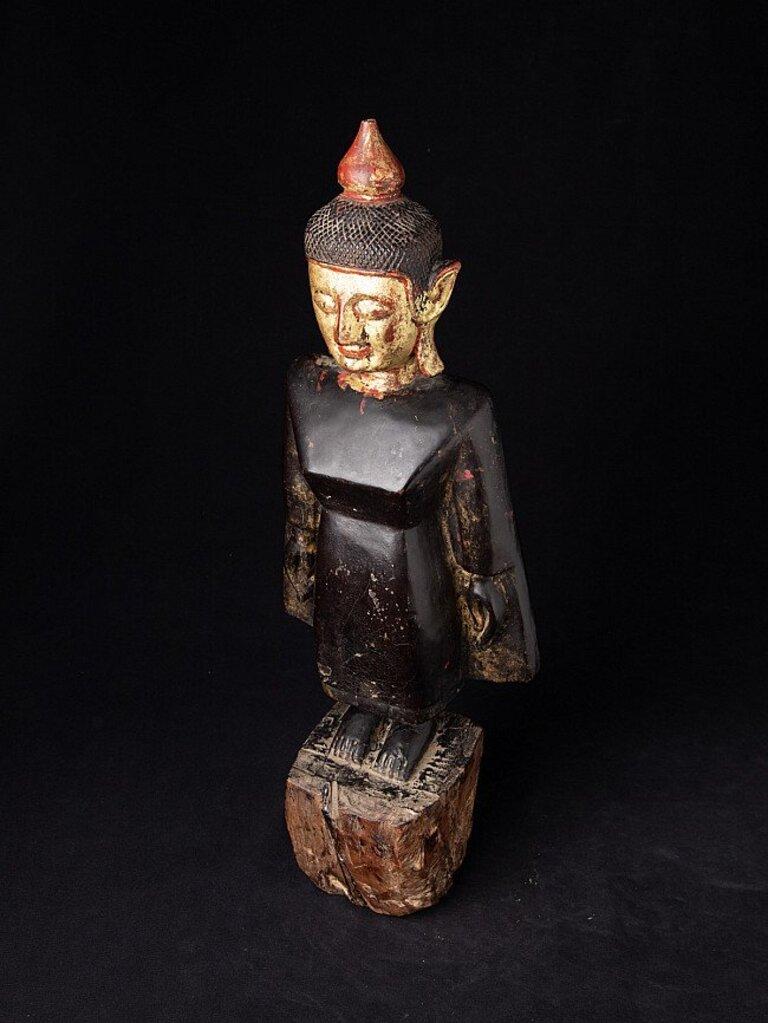 Antique Wooden Tai Lue Buddha Statue from Laos For Sale 8