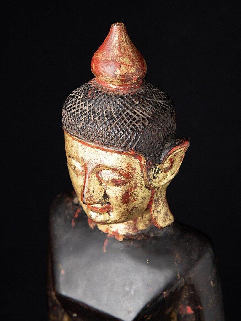 Antique Wooden Tai Lue Buddha Statue from Laos For Sale 9