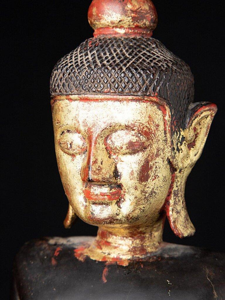 Antique Wooden Tai Lue Buddha Statue from Laos For Sale 10