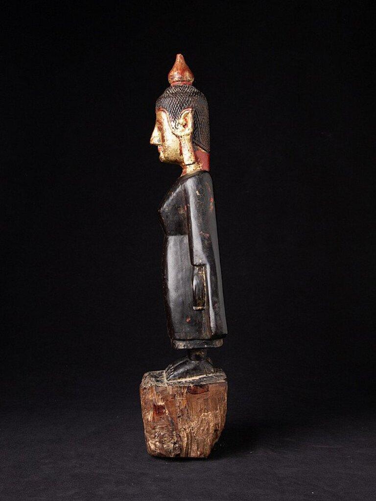 Laotian Antique Wooden Tai Lue Buddha Statue from Laos For Sale