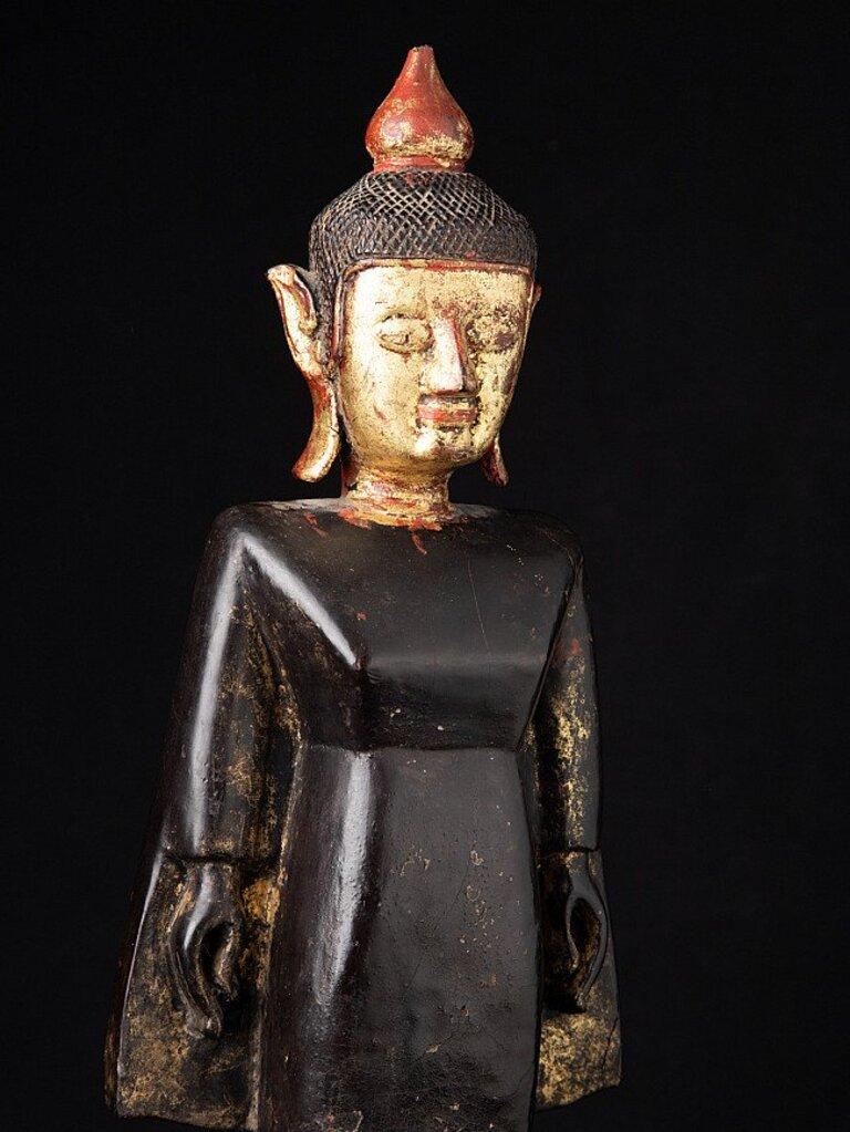 Antique Wooden Tai Lue Buddha Statue from Laos For Sale 2
