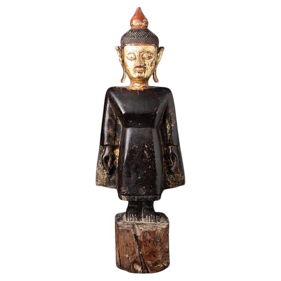 Antique Wooden Tai Lue Buddha Statue from Laos For Sale