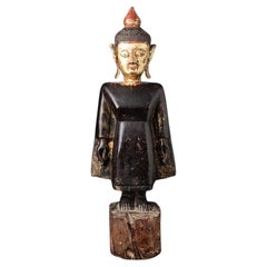 Antique Wooden Tai Lue Buddha Statue from Laos