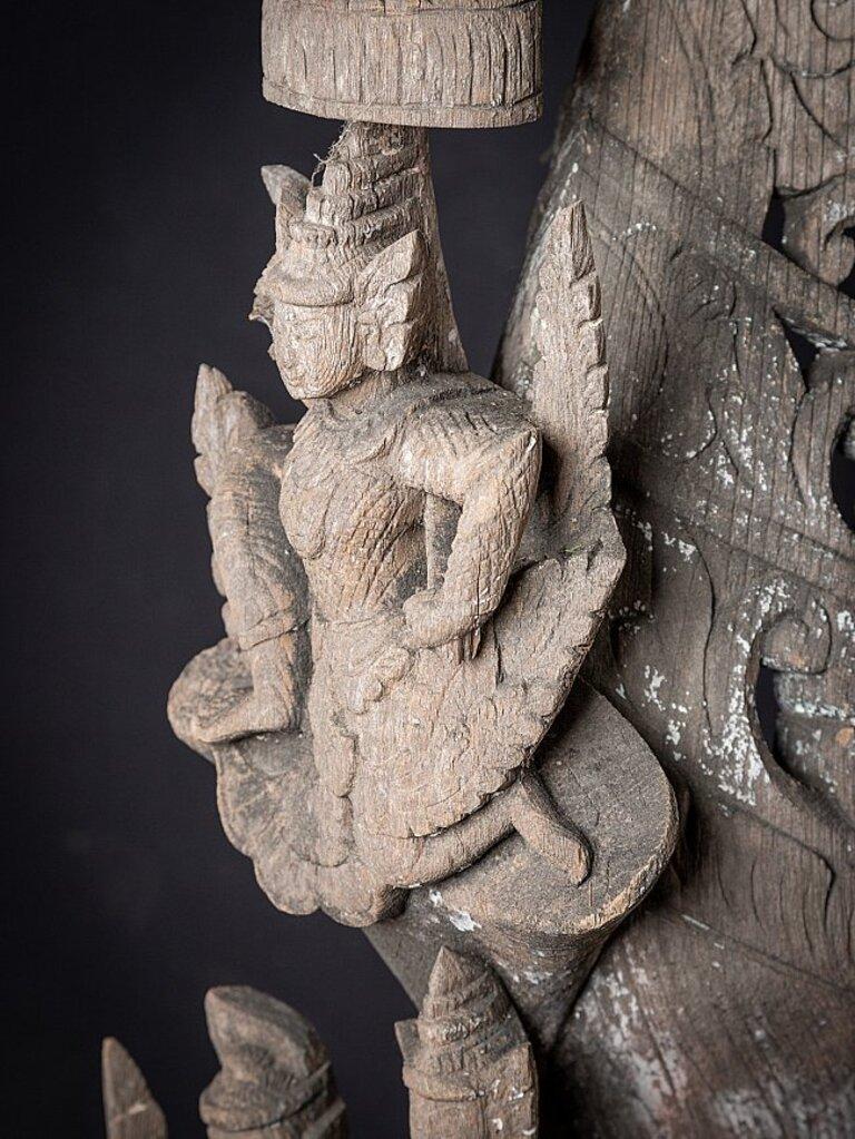 Panneau de temple ancien en bois de Birmanie en vente 7