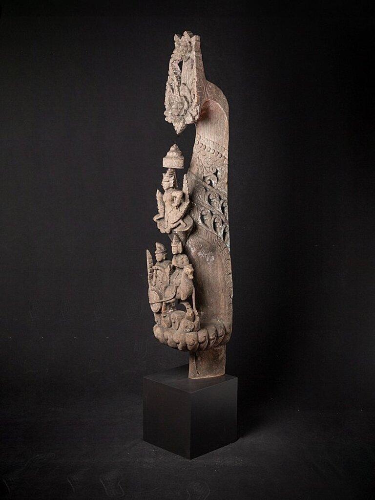Panneau de temple ancien en bois de Birmanie Bon état - En vente à DEVENTER, NL
