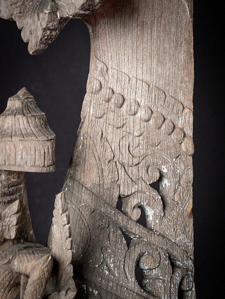 Antike Tempelplatte aus Holz aus Birma im Angebot 2