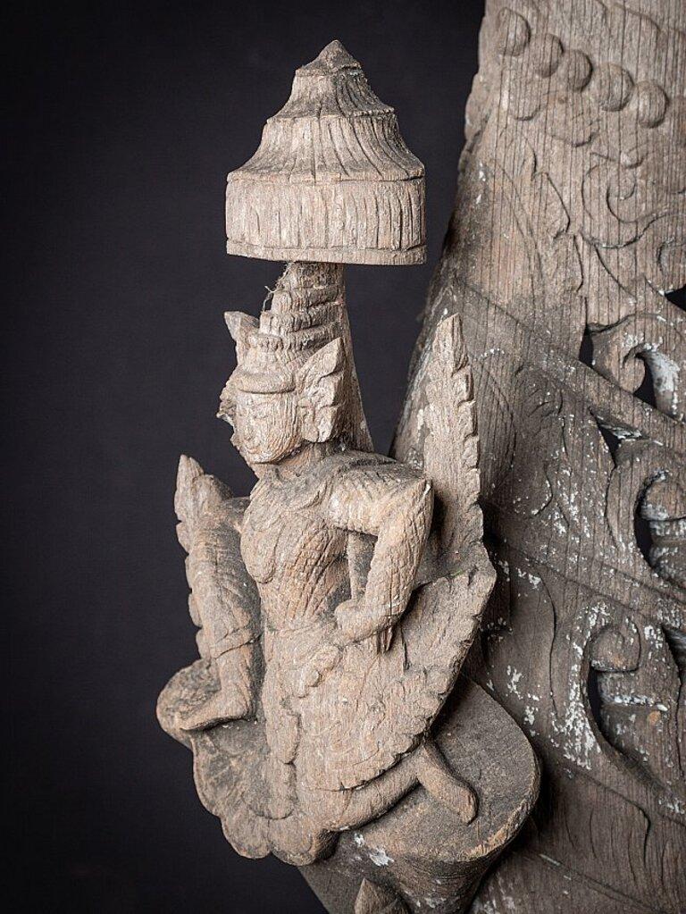 Panneau de temple ancien en bois de Birmanie en vente 3