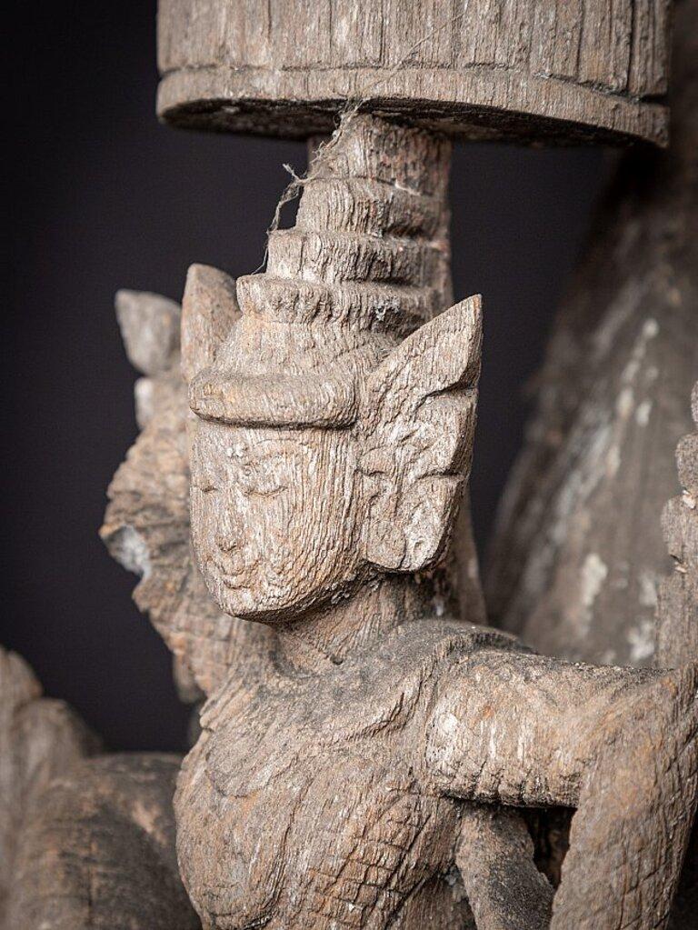 Antike Tempelplatte aus Holz aus Birma im Angebot 4