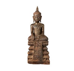 Antique Wooden Thai Ayutthaya Buddha Statue from Thailand