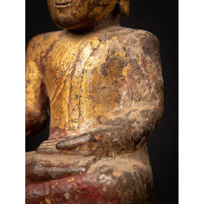 Antike thailändische Buddha-Statue aus Holz aus Thailand 12