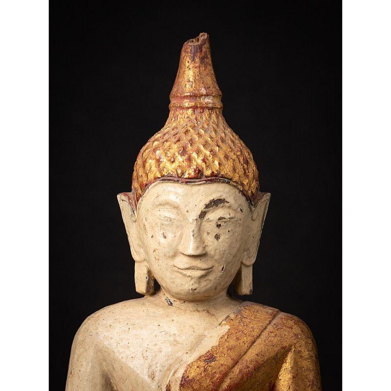 Antique Wooden Thai Lanna Buddha from Thailand For Sale 6