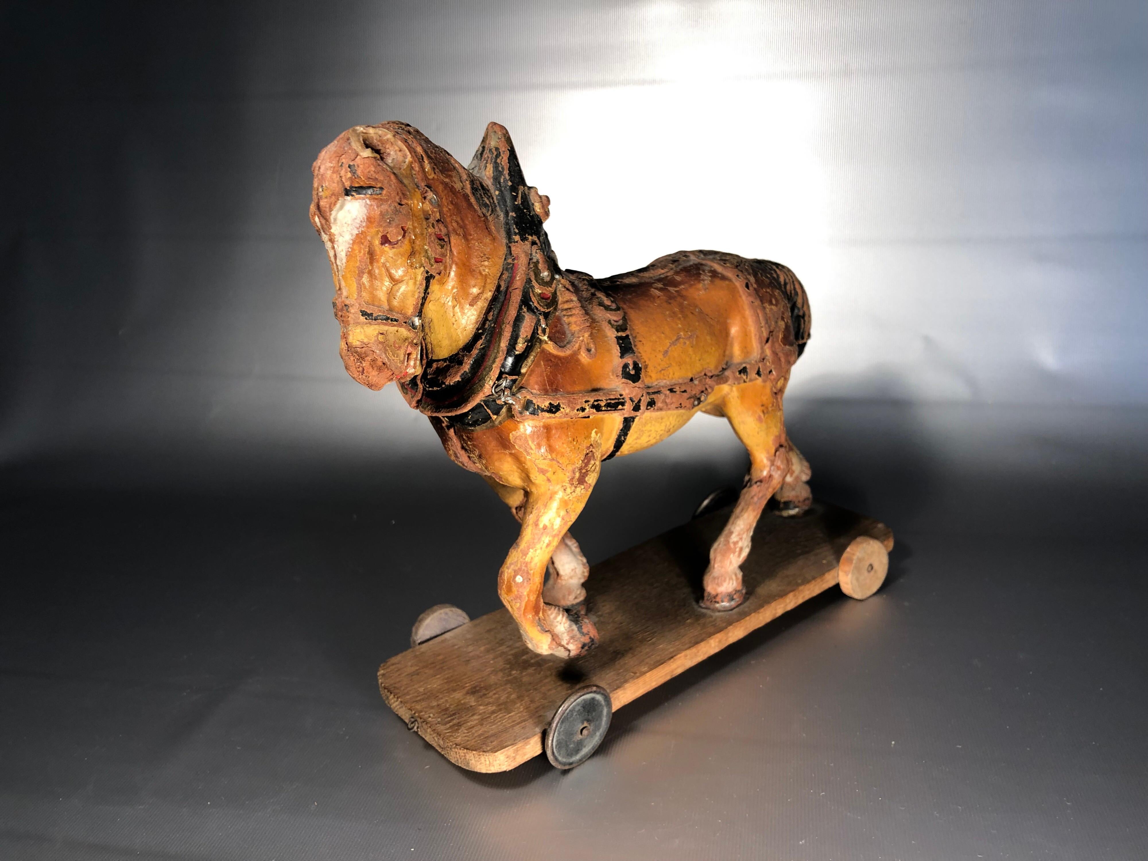 Arts and Crafts Antique Wooden Toy Horse, 19th Century ON SALE 