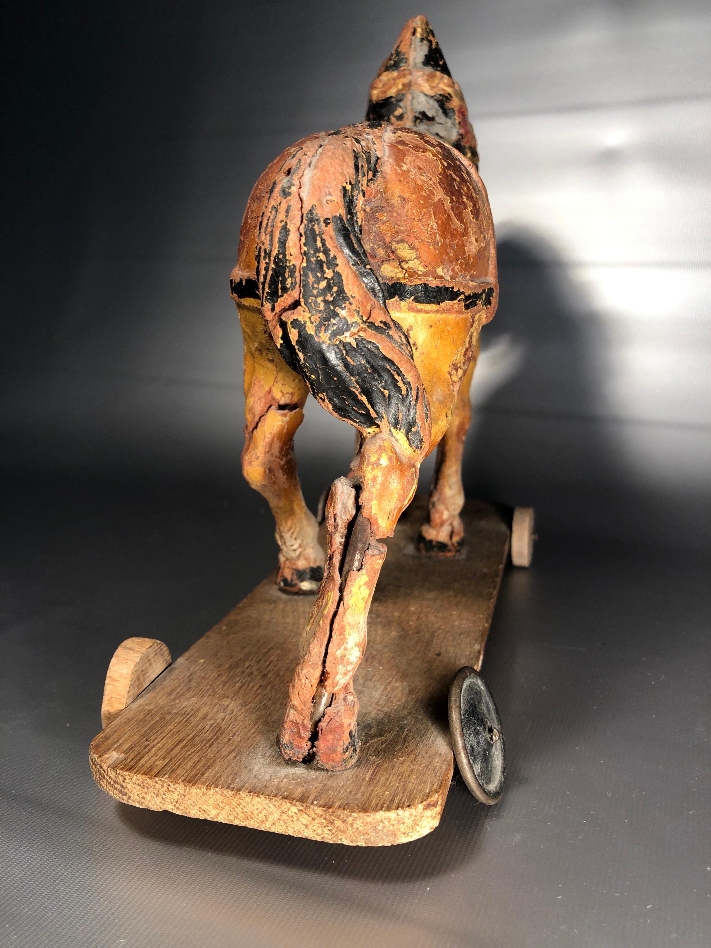Chinese Antique Wooden Toy Horse, 19th Century ON SALE 
