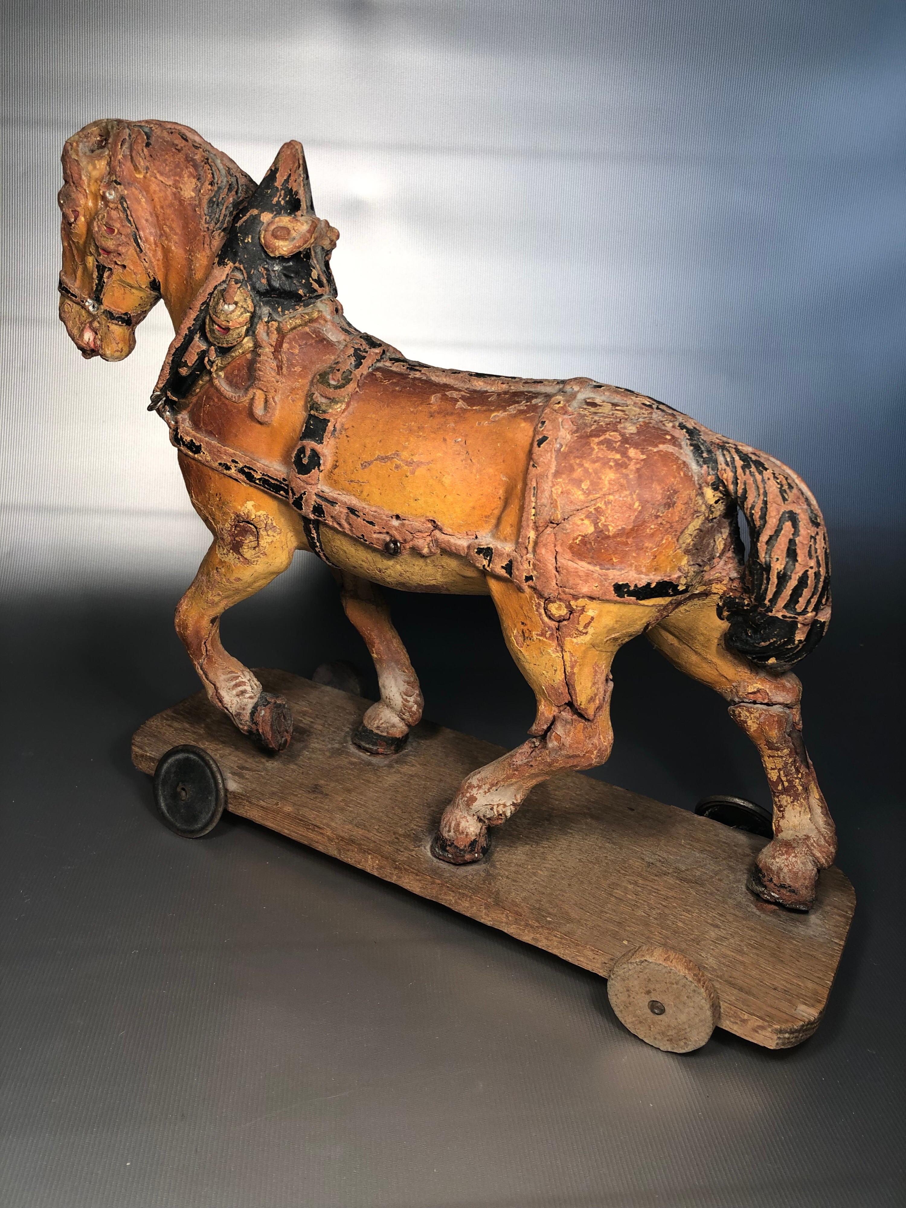 Hand-Carved Antique Wooden Toy Horse, 19th Century ON SALE 