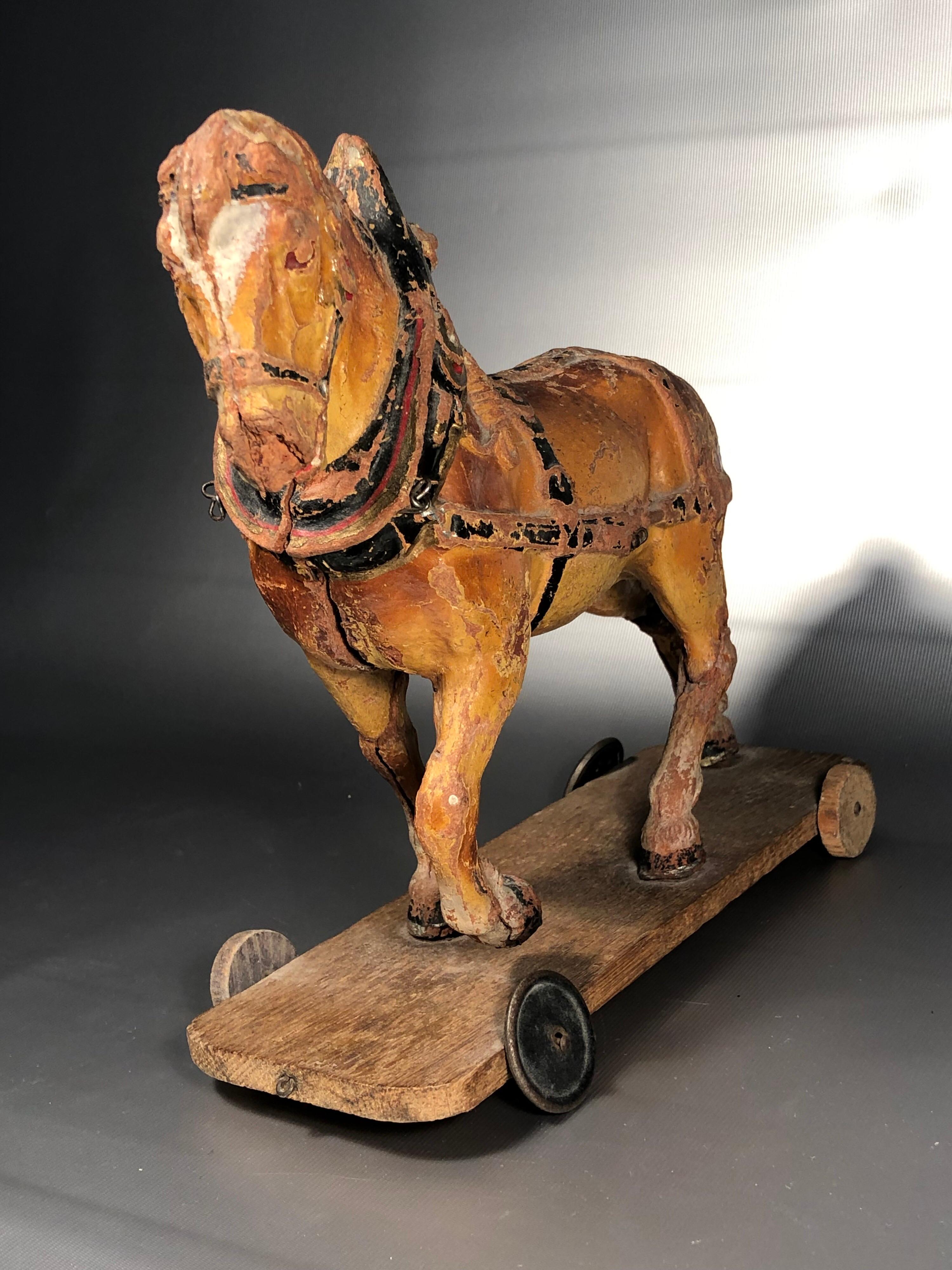 Antique Wooden Toy Horse, 19th Century ON SALE  In Fair Condition In Sofia, BG
