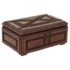 Arte Antiques Tramp Art Box Trinket Folk Art Unique Pieces