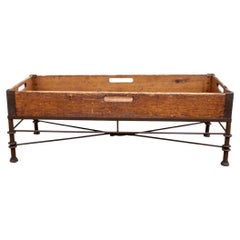 Antique Wooden Tray on Stand as a Low Table 