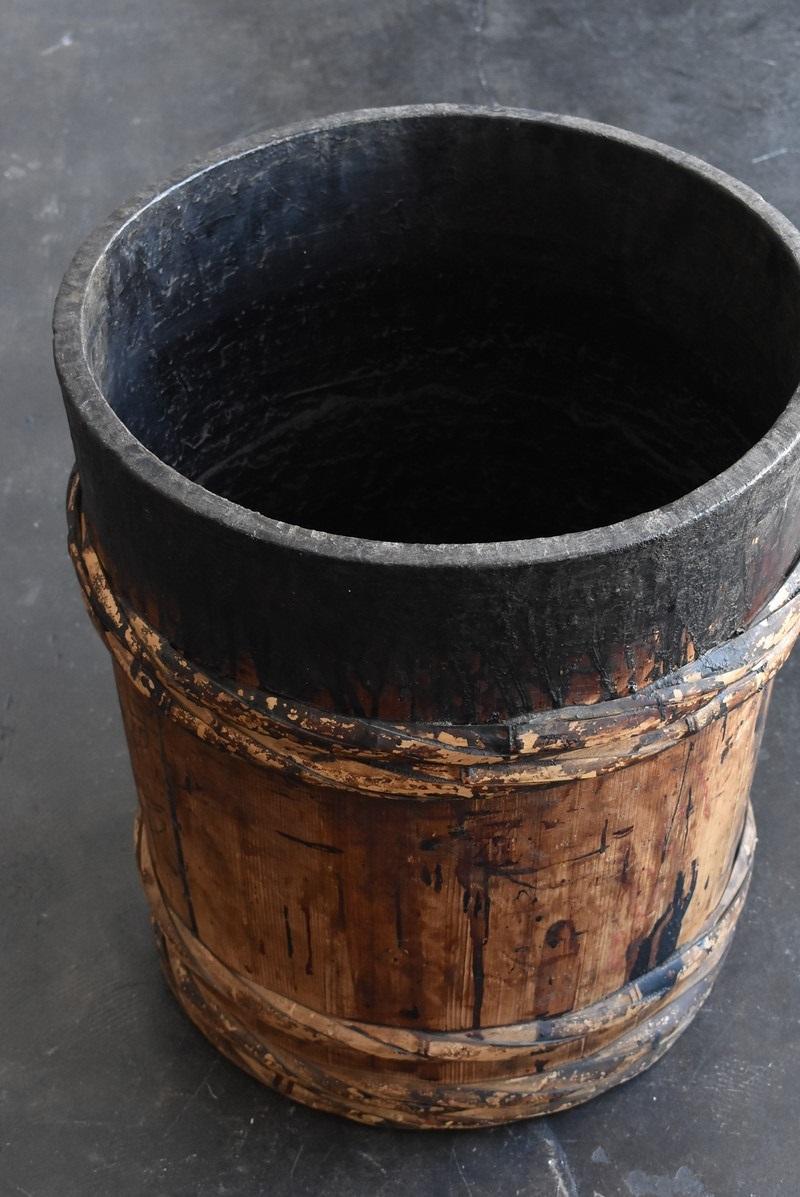 Antique Wooden Tub Used by Japanese Lacquer Craftsmen / Planter /Flowerpot 6