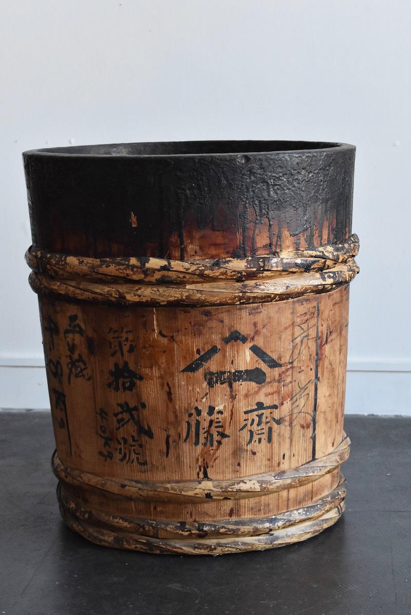 20th Century Antique Wooden Tub Used by Japanese Lacquer Craftsmen / Planter /Flowerpot
