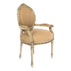 Antique Wooden Upholstered Armchair