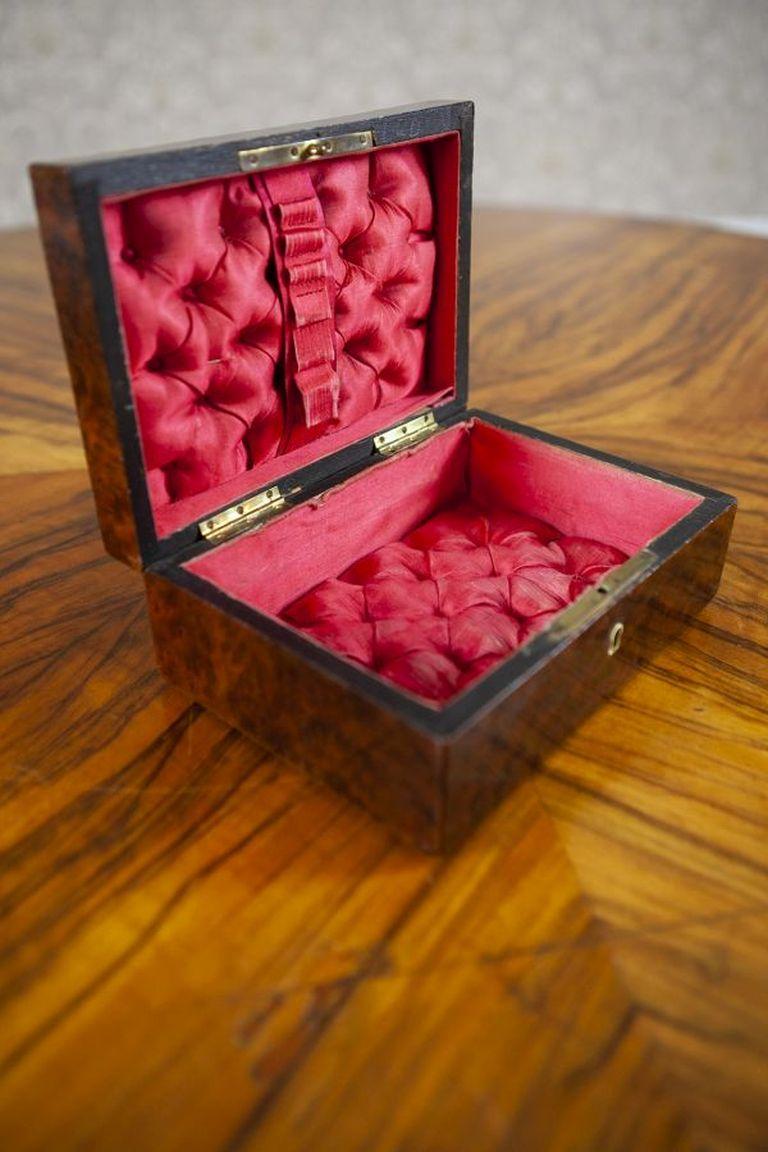 Fabric Antique Wooden Vanity Box From the Early 20th Century For Sale