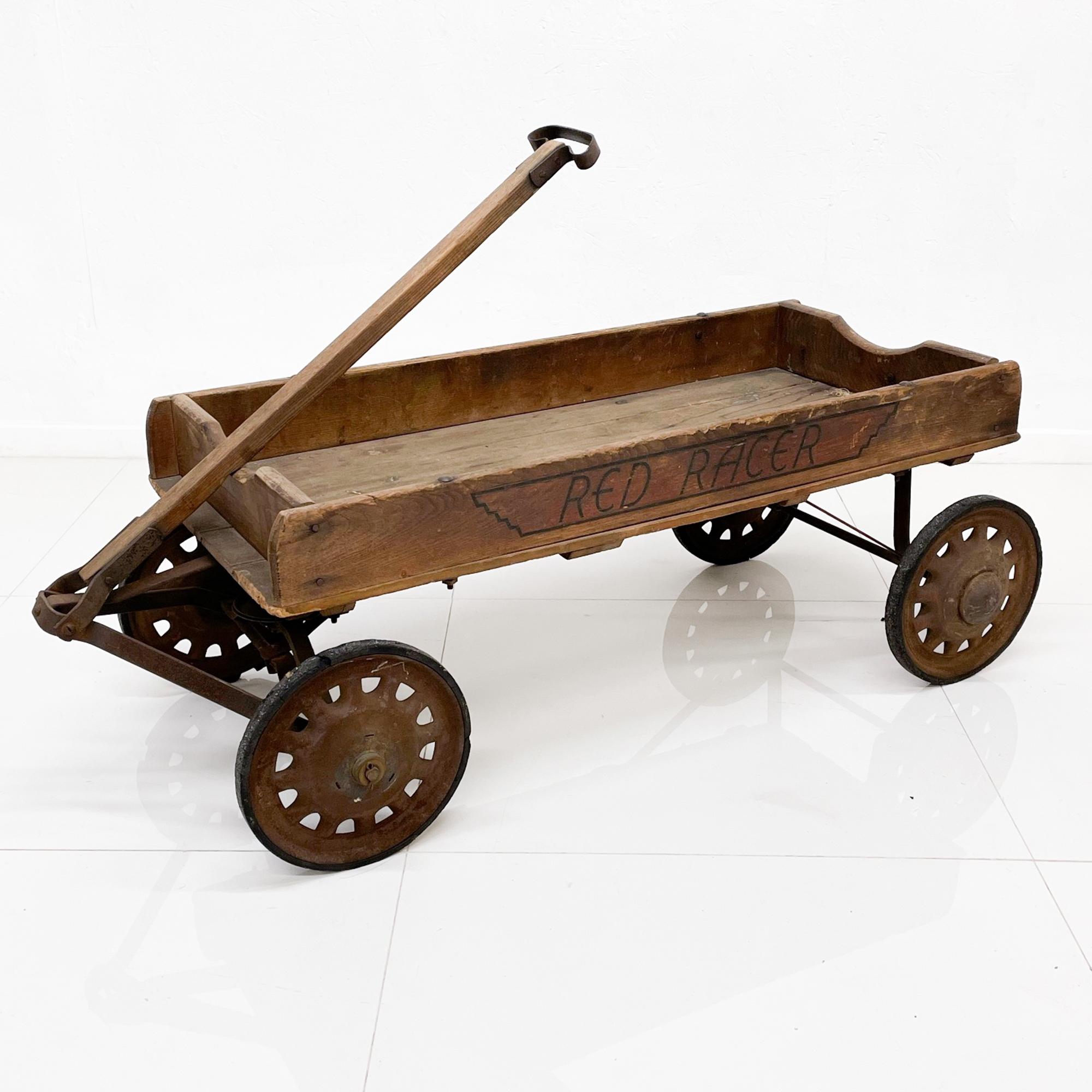 American Craftsman Antique Wooden Wagon Red Racer American 1930s Original Condition