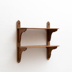 Antique Wooden Wall Cabinet Shelf Unit Modernist Style, circa 1940
