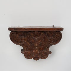 Antique wooden wall mounted carved console, France ca. 1850
