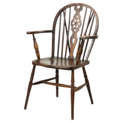 Silla Windsor de Madera Antigua Silla con Respaldo de Rueda de Haya y Olmo Siglo XIX