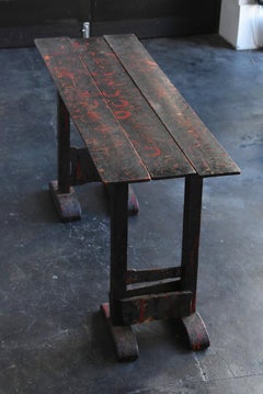Antique Wooden Workbench Used by Japanese Lacquer Ware Craftsmen / Meiji Era1899