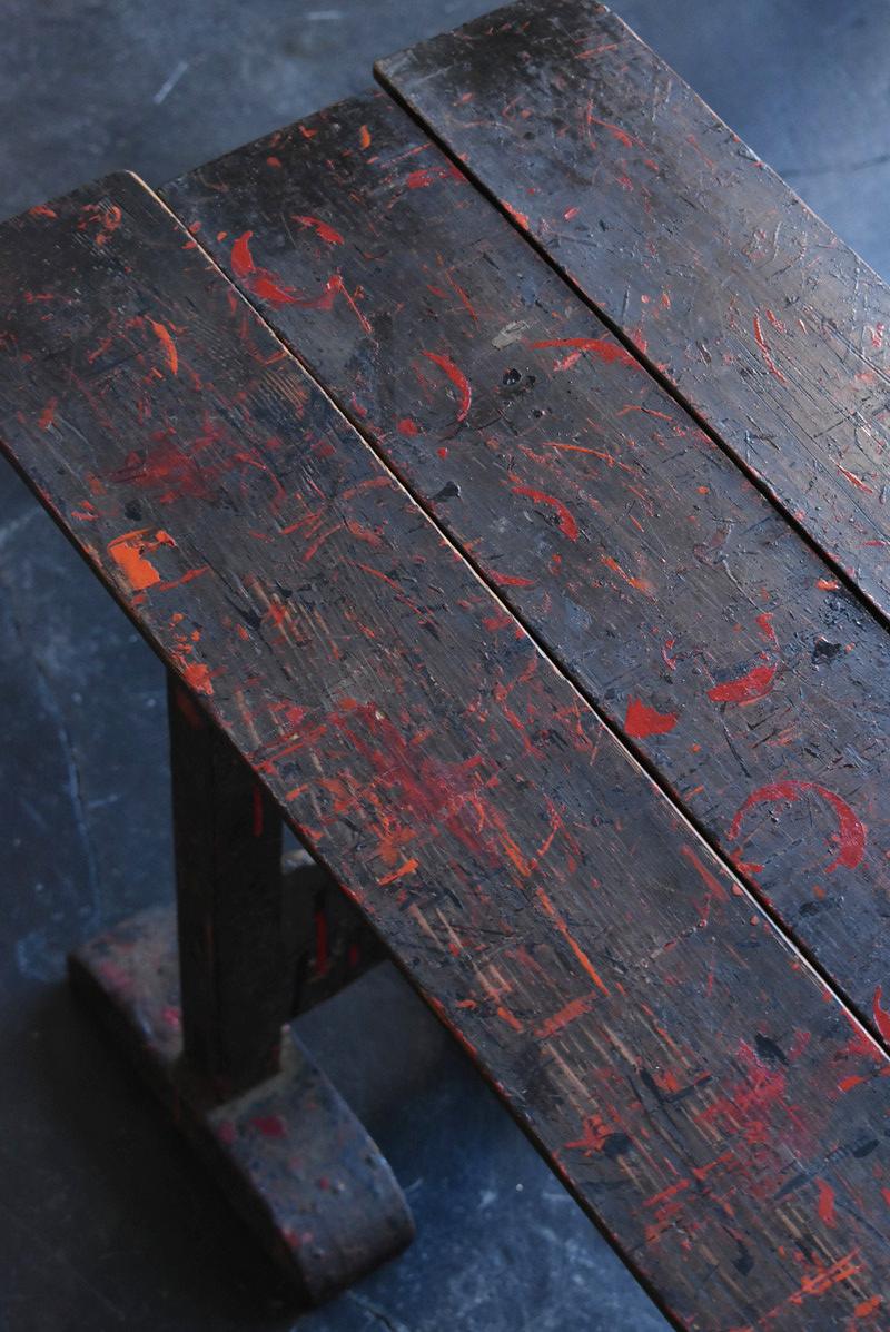 Antique Wooden Workbench Used by Japanese Lacquer Ware Craftsmen / Meiji Era1899 4