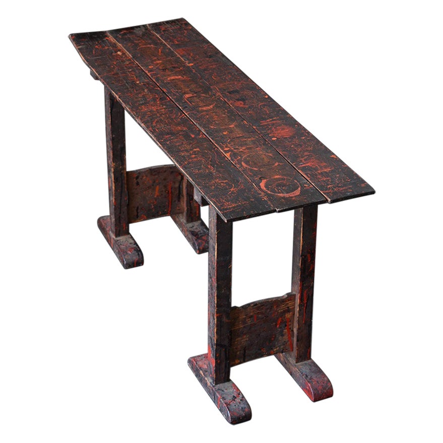 Antique Wooden Workbench Used by Japanese Lacquer Ware Craftsmen / Meiji Era1899