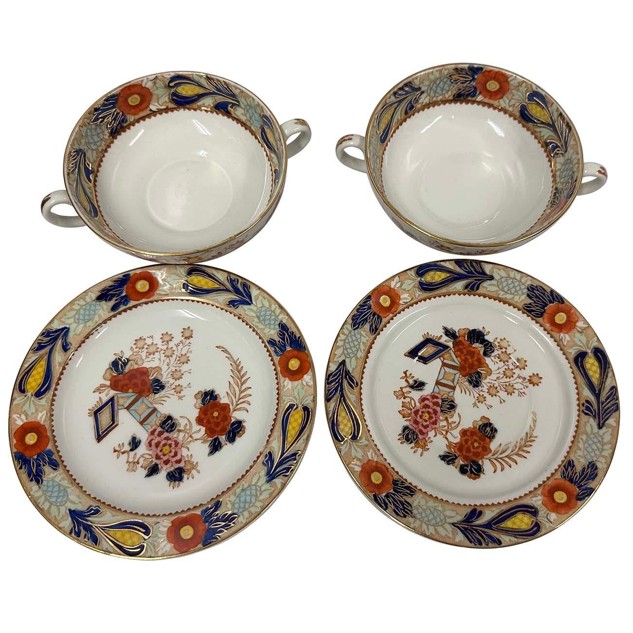 Antiguo juego de sopera y plato llano azul y óxido de Woods Ware Wincanton en venta 1